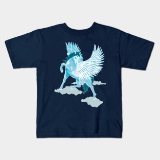 Flying Pegasus Winged Horse in the sky Kids T-Shirt